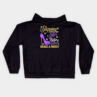 Stepping Into My 58th Birthday With God's Grace & Mercy Bday Kids Hoodie